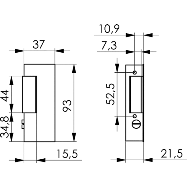Elektrischer Türöffner Links - Recht 25.5 mm x 16 mm x 66 mm